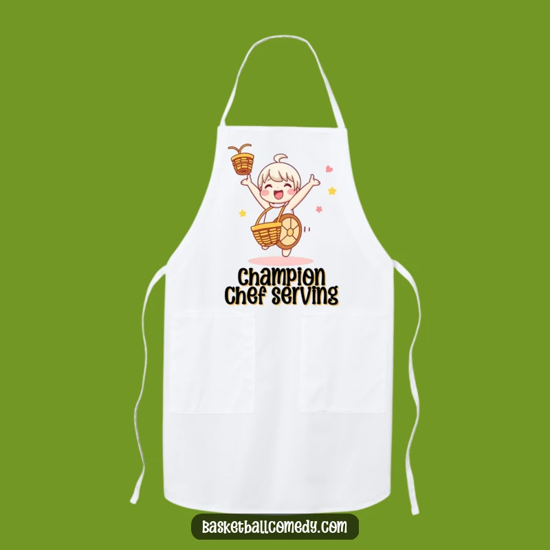 Funny Cartwheeling Chef’s Basketball Apron - Whimsical Character Kitchenware