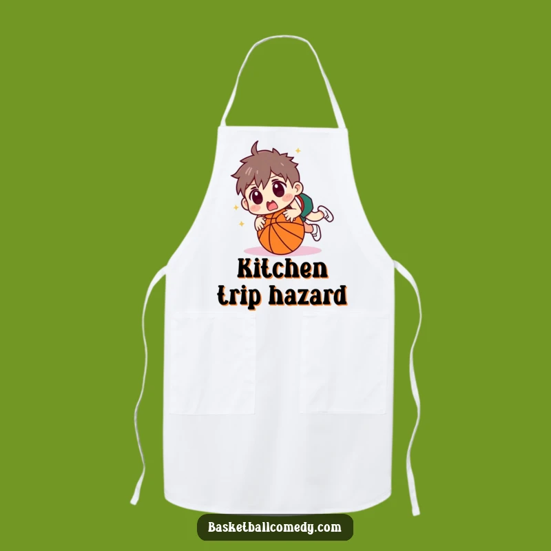 Funny Tripping Basketball Apron: Surprised Player's Kitchen Wear