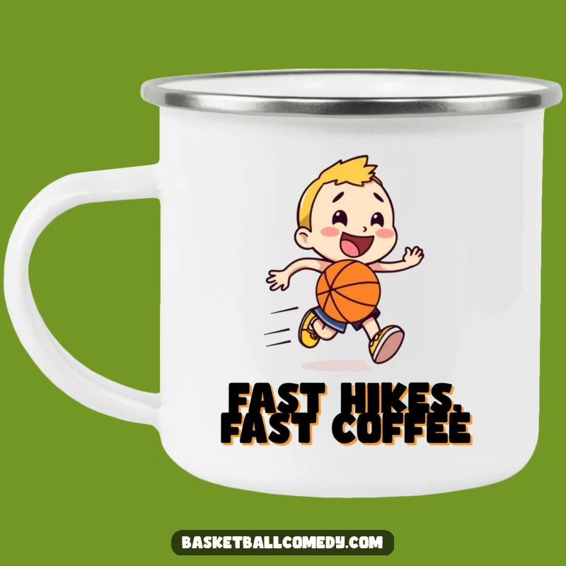Funny Fast Runner Camping Mug - Basketball Speed Lines Adventure Cup