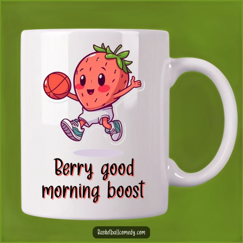 Funny Slam Dunking Strawberry Mug: A Hilarious Cartoon Fruit Gift for Dunk Lovers