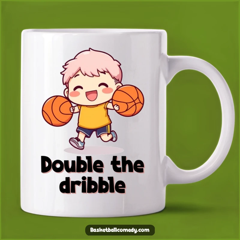 Funny Dribbling Champ Mug - Hilarious Two-Ball Play Gift for Basketball Lovers