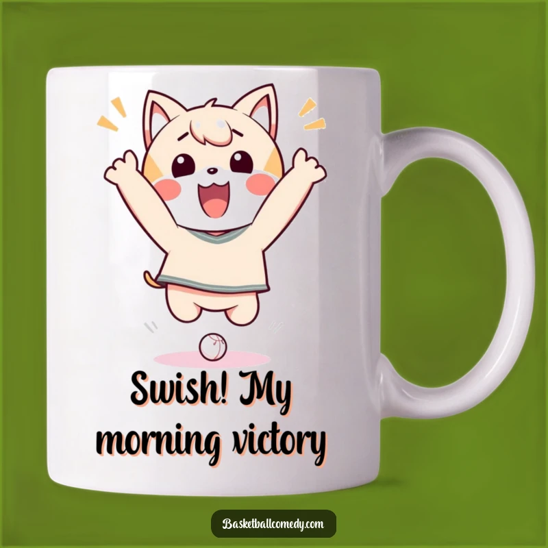Funny Kawaii Dunk Master Mug: Joyful Character Celebratory Jump Gift