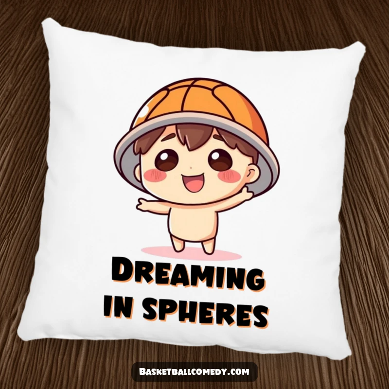 Funny Basketball Hat Pillow: Soft cushion featuring a character with a basketball hat, providing comfort and sporty humor.