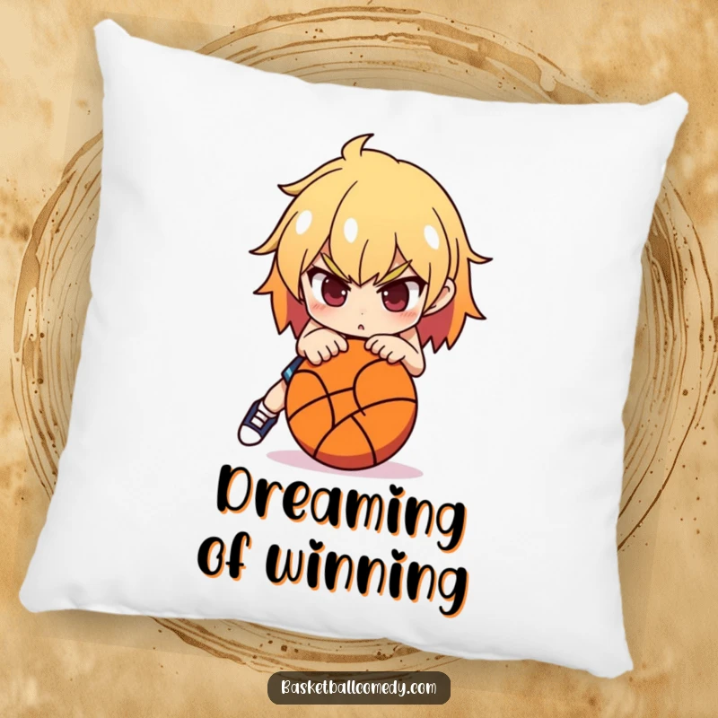 Funny Basketball Pillow: A determined character is ready to shoot a basketball, offering cozy comfort and sporty inspiration.