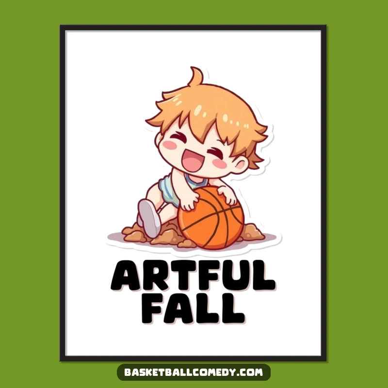 Funny Kawaii Character Tripping Digital Art - Instant Hilarious Decor Gift!