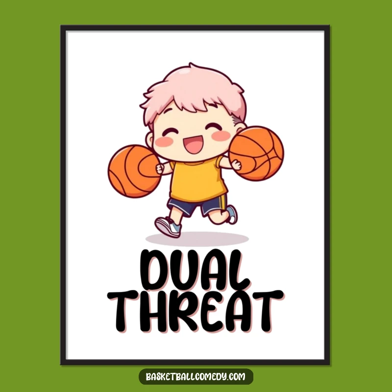 Funny Two-Ball Dribble Digital Print - Instant Skill Decor for Walls