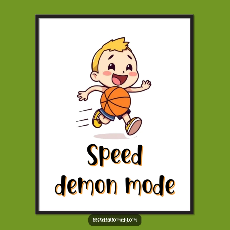 Funny Fast Runner Digital Art - Basketball Speed Lines Print