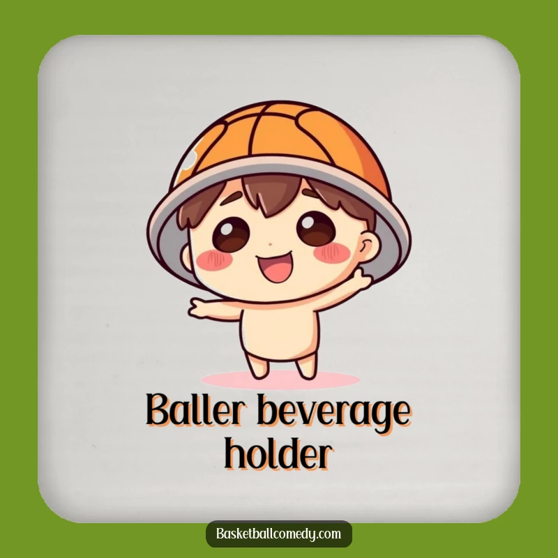 Funny Basketball Hat Character Coaster - Protect Surfaces with Playful Fun, Gift