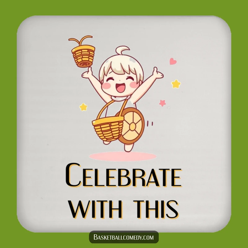 Funny Cartwheel Basketball Drink Coaster - Protect Surfaces with Humor