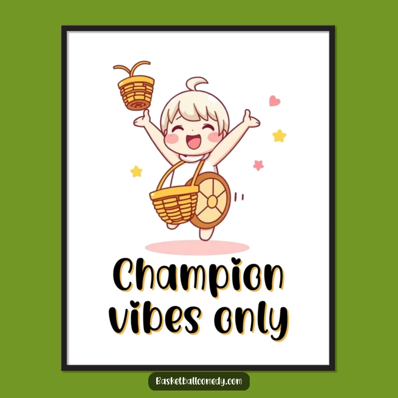 Funny Cartwheeling Basketball Art Print - Inspiring Character Celebration Poster