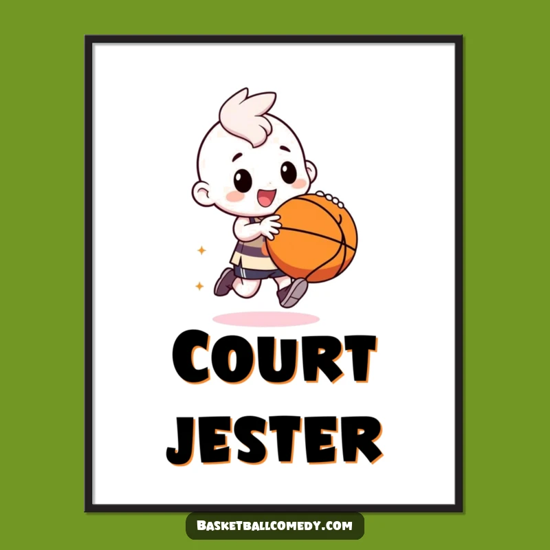 Funny Kawaii Baller Poster: Dynamic Dribble, Hilarious Sports Art