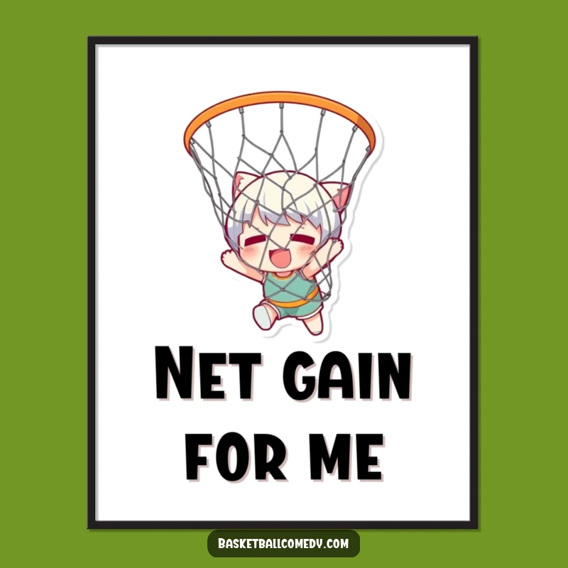 Funny Basketball Net Tangle Poster - Humorous Character Art