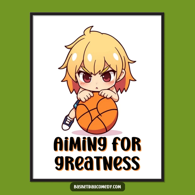 Funny Determined Basketball Poster - Action-Packed Wall Art Gift