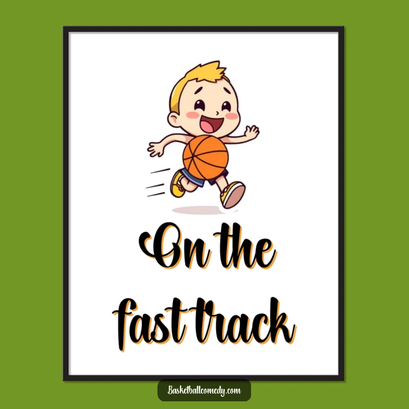 Funny Fast Runner Poster - Basketball Speed Lines Art Print