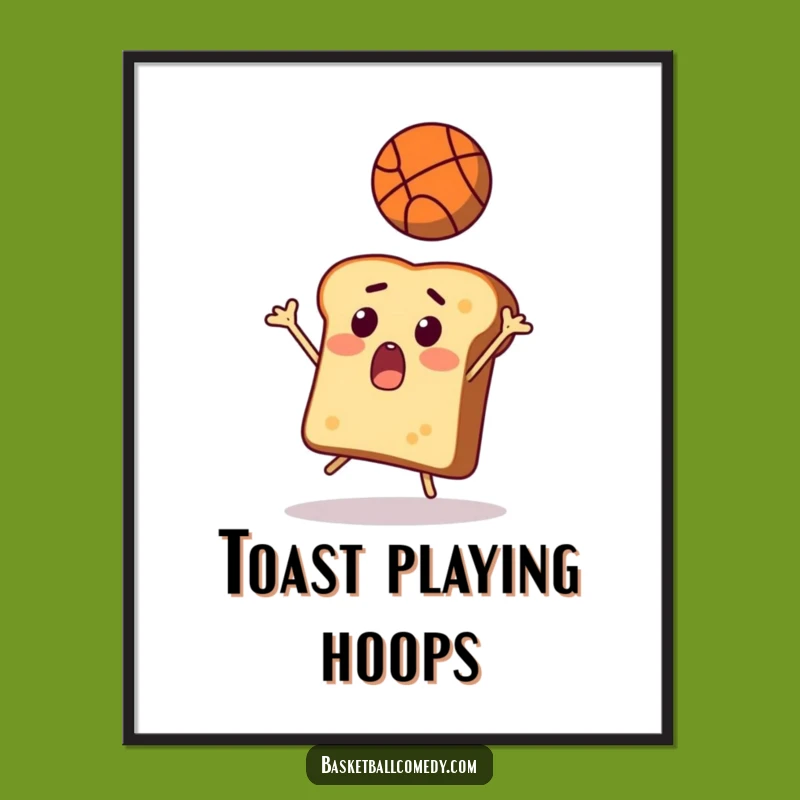 Funny Toast Basketball Poster - Whimsical Wall Art Gift