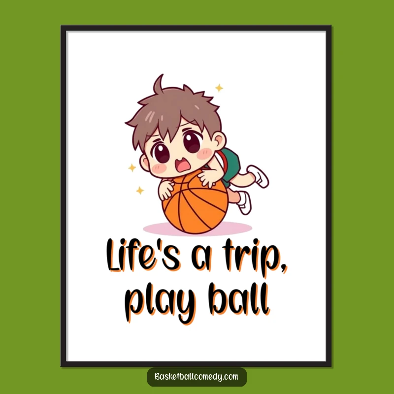 Free Printable Tripping Wall Art: Basketball Surprise Downloadable Art for Decor