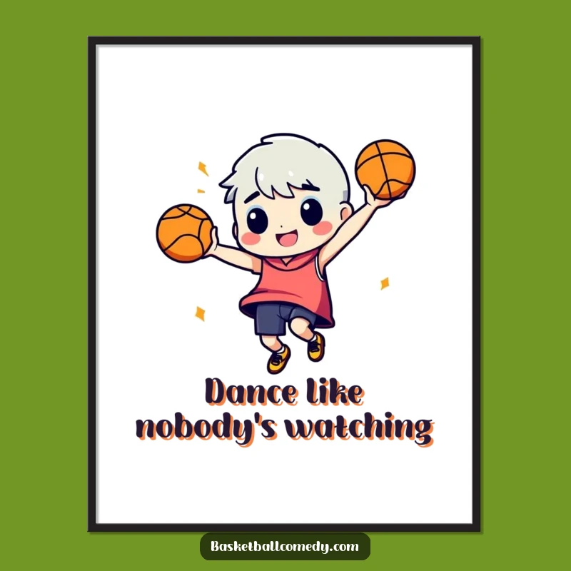 Free Printable Wall Art: Silly Dancer with Basketball for Energetic, Downloadable Decor