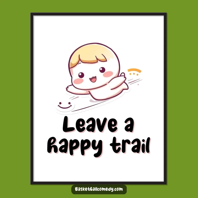 Funny Free Printable Wall Art: Smiley Slide Trail, Downloadable Whimsical Decor