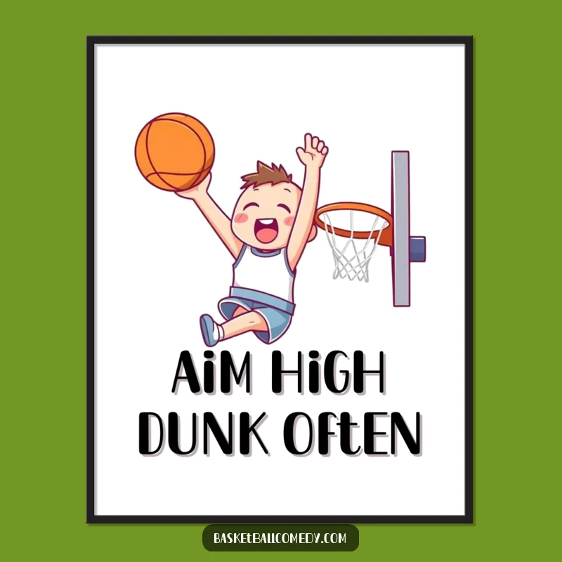 Funny Free Printable Wall Art: Soaring Slam Dunker, Downloadable Athletic Decor