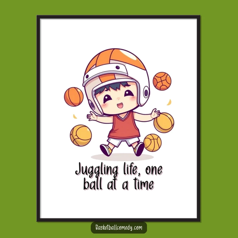 Funny Juggling Basketball Wall Art: Free Printable, Action-Packed Downloadable Decor
