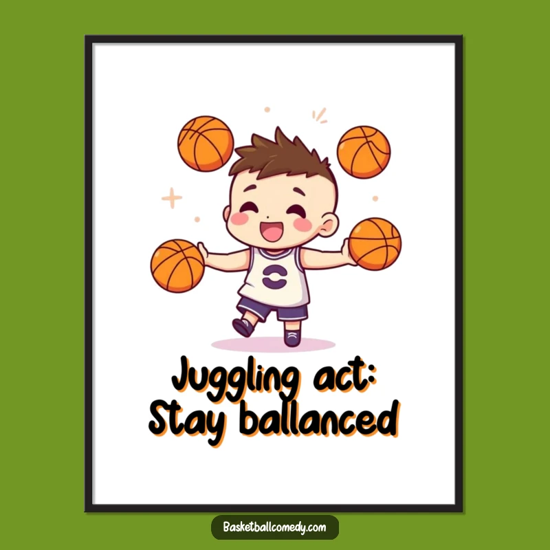 Funny Free Printable Wall Art: Juggling Character's Flair, Humorous Downloadable Decor Gift