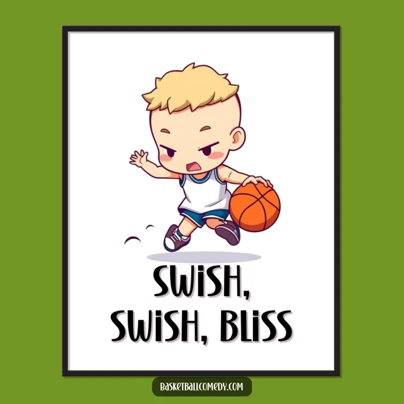 Free Printable Wall Art: Concentrating Basketball Player, Funny Downloadable Sports Decor