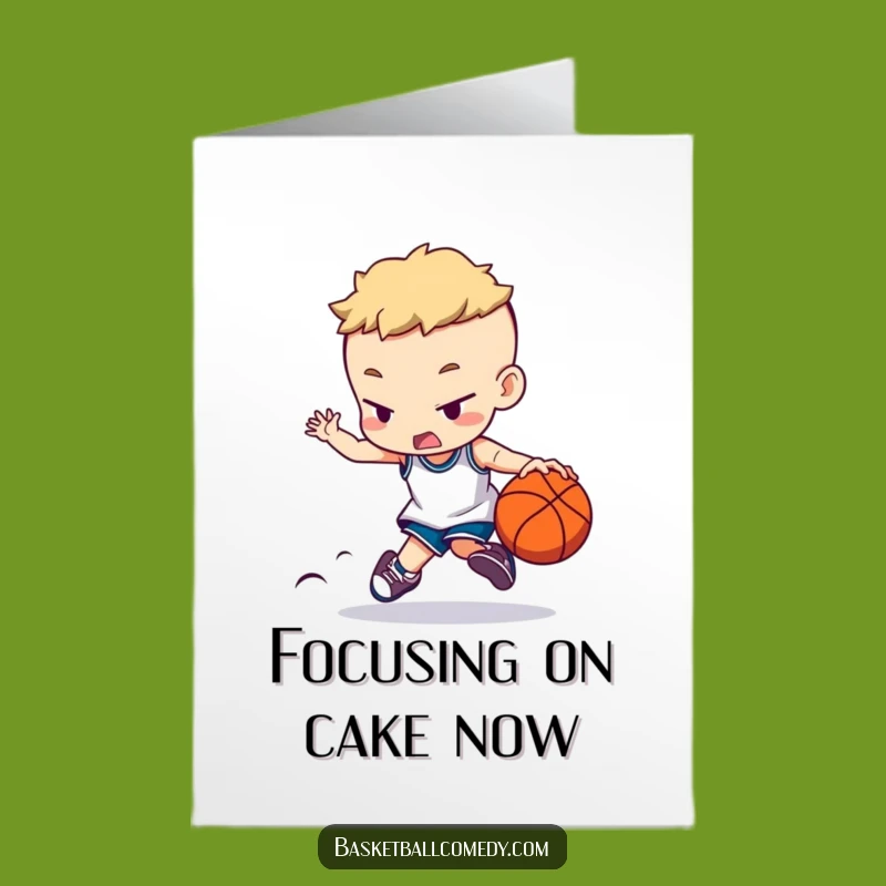 Free Printable Funny Birthday Card: Concentrating Basketball Player, Downloadable Humor Gift
