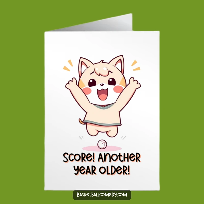 Free Printable Birthday Card: Funny Kawaii Dunk Master Jumping, Your Perfect Downloadable Gift!