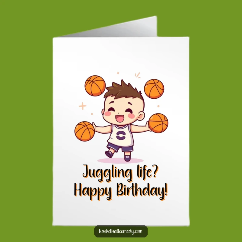 Free Printable Birthday Card: Juggling Character, Funny Downloadable Skillful Gift