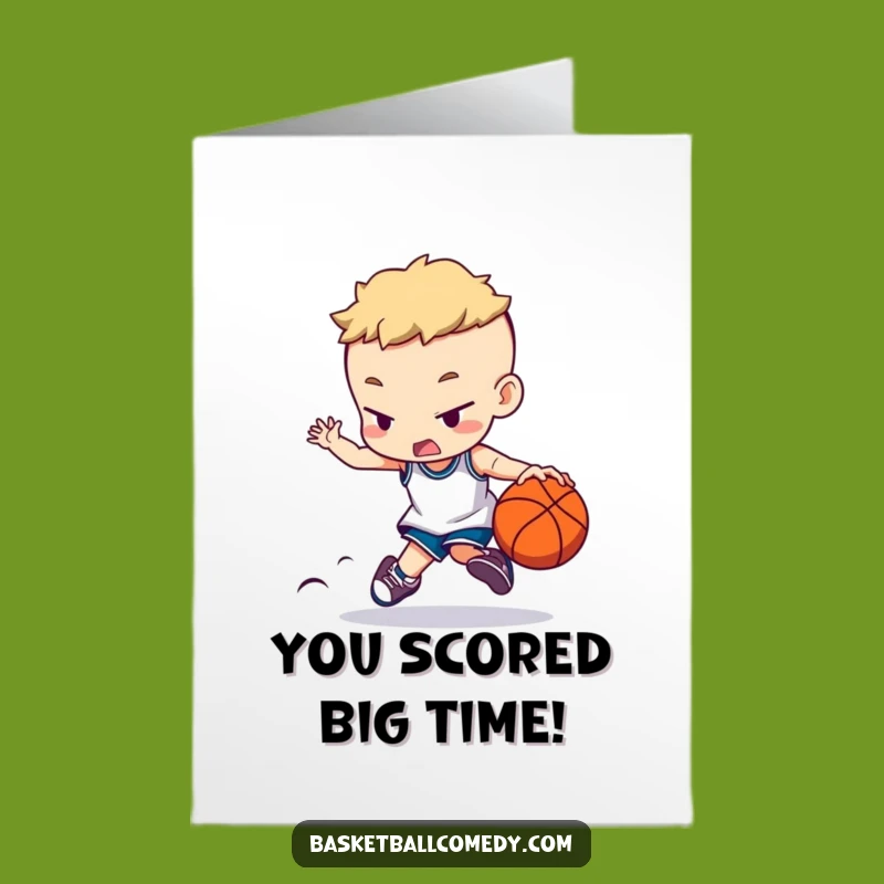 Free Printable Congrats Card: Concentrating Basketball Player, Downloadable Success Humor