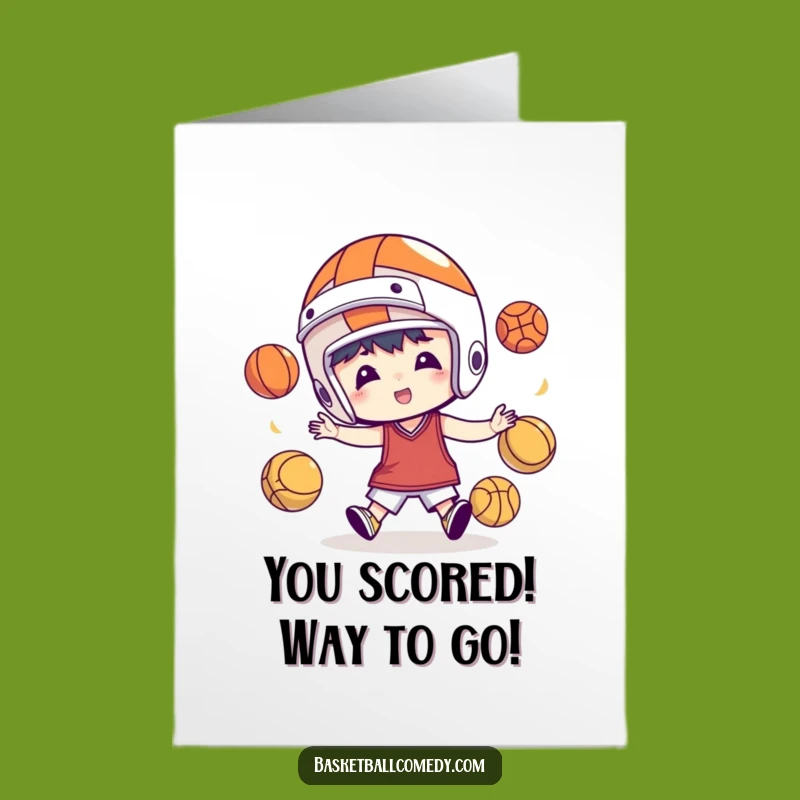 Free Printable Juggling Basketball Congrats Card: Hilarious Sports Downloadable Gift