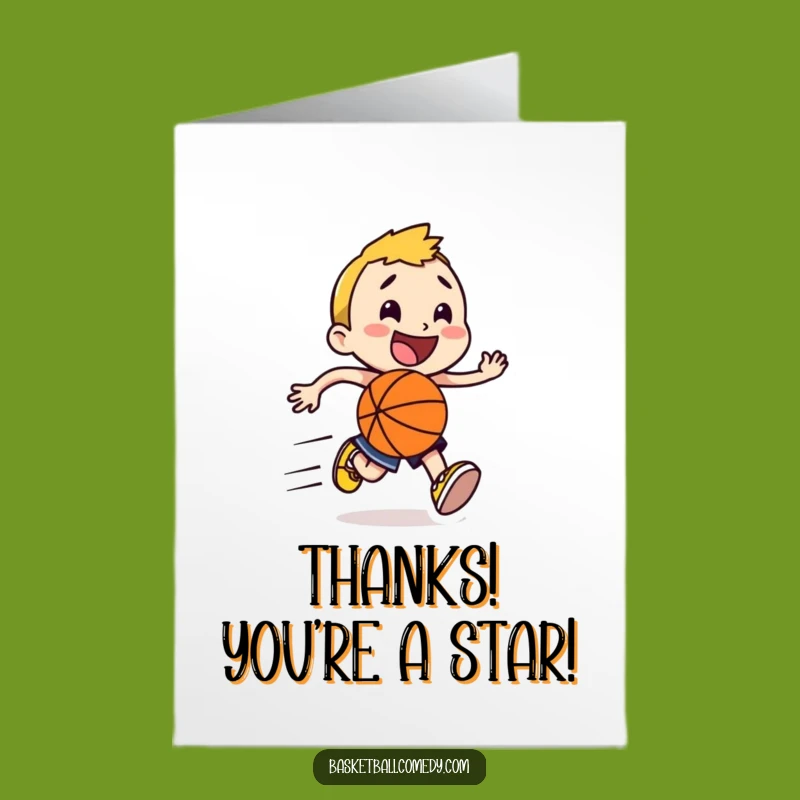 Free Printable Funny Character Basketball Thank You Card - Fast Downloadable Gift