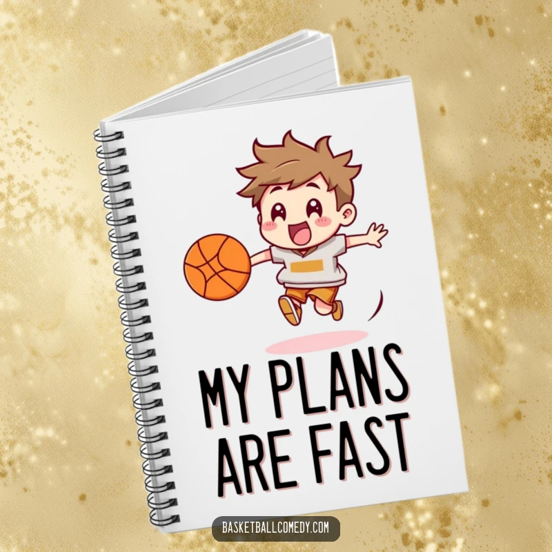Funny Basketball Chaser Notebook: Character energetically chasing a bouncing basketball, perfect for jotting down ideas with speed and enthusiasm.