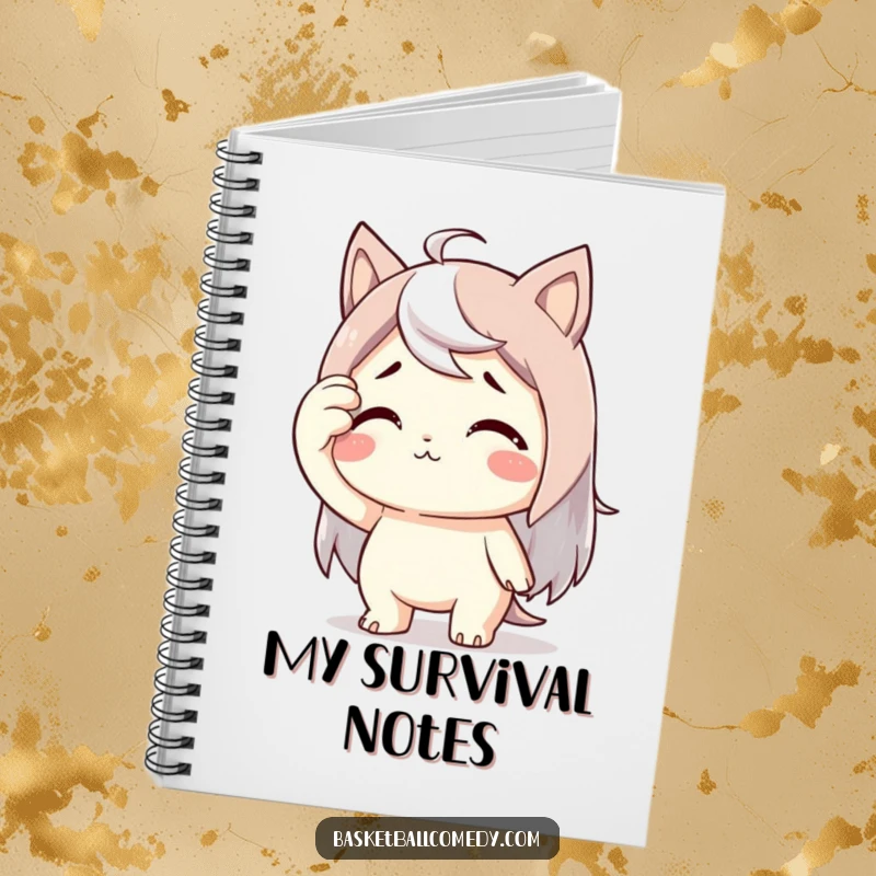 Funny notebook with a cute character wiping sweat from its brow with exaggerated relief, perfect for noting down achievements.