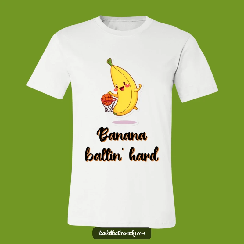 Funny Banana Dunk T-Shirt - Cheerful Fruit Player Tee