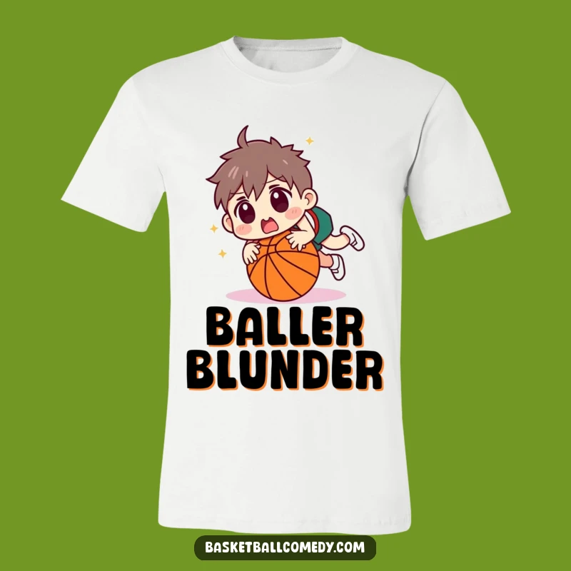 Funny Tripping Basketball T-Shirt: Surprised Player's Tumble Tee