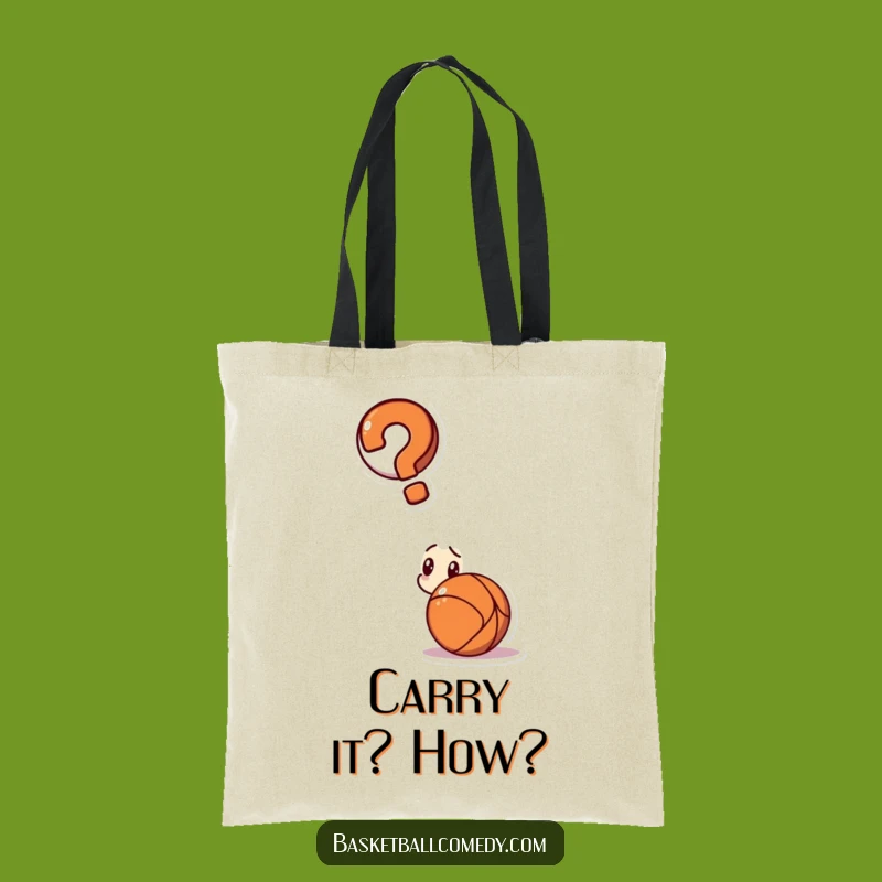 Funny Confused Basketball Tote Bag - Grocery Shopping Made Hilariously Baffling