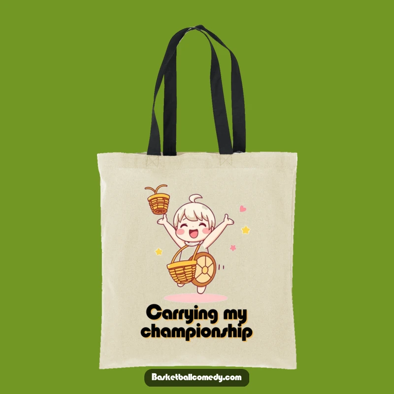 Funny Cartwheeling Basketball Tote Bag - Cute Character Carry-All Gift