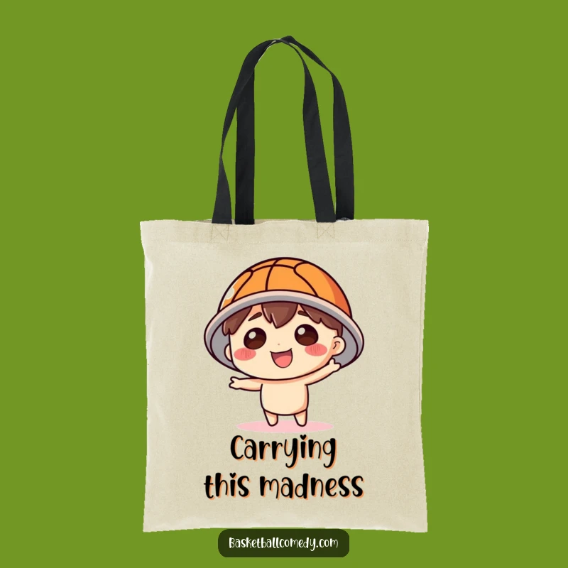 Funny Basketball Hat Character Tote Bag - Spacious & Playful Carryall, Gift