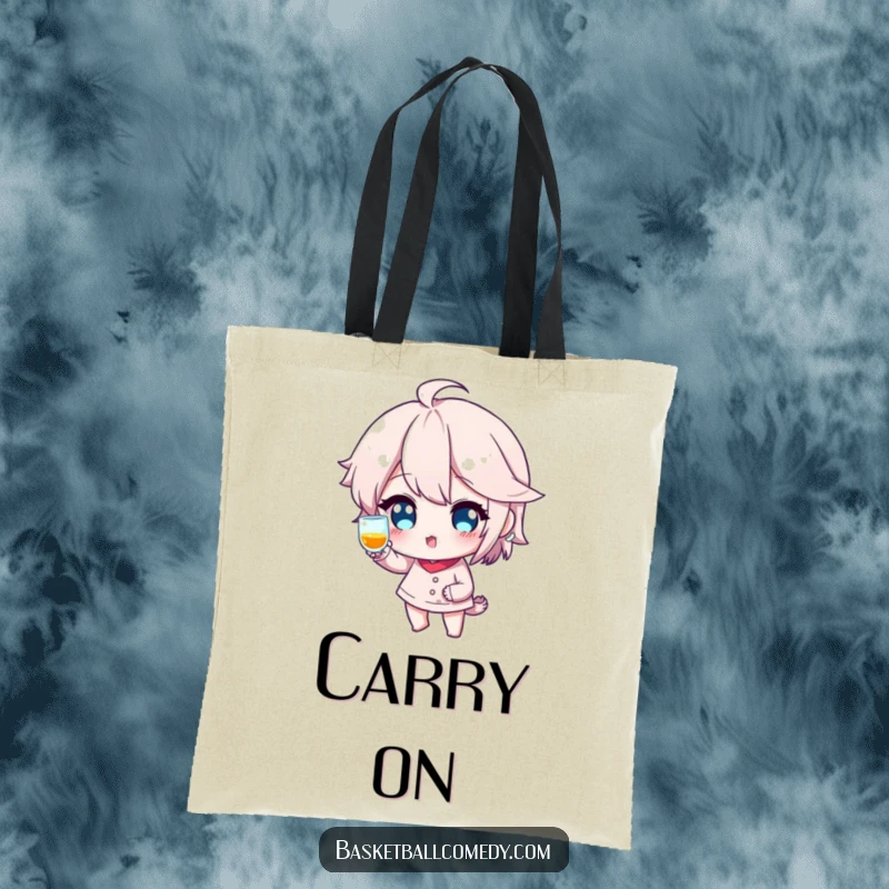 Funny tote bag showcasing a basketball player executing a shot fake with a confident smirk and a playful wink, ideal for everyday use.